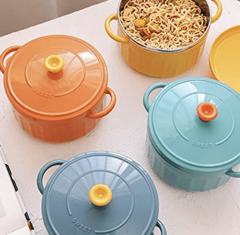 Bowl with Lid Spoon Stainless Steel Large Capacity Noodle Fruit Salad Soup Bowl Set KitchenTableware Multi Colour - Image 2